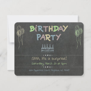 Invitation Fête d'anniversaire surprise Tableau Craie Personn