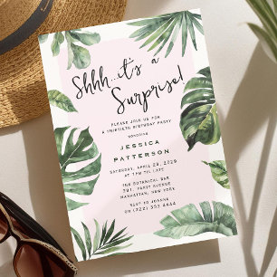 Invitation Fête d'anniversaire surprise tropical girly pour a