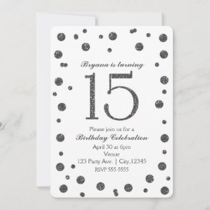 Invitation Fête d'anniversaire Sweet 15 avec points de paille