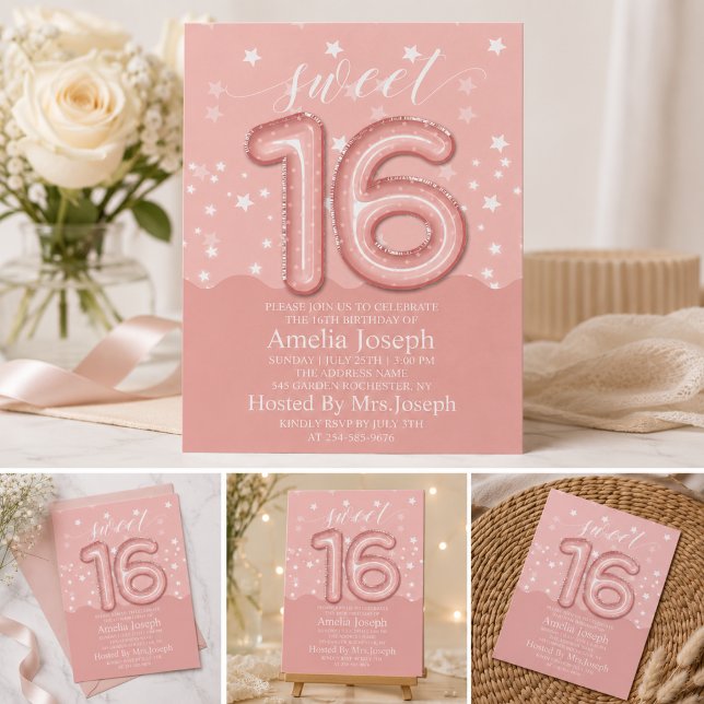 Invitation Fête d'anniversaire Sweet 16 (Créateur téléchargé)