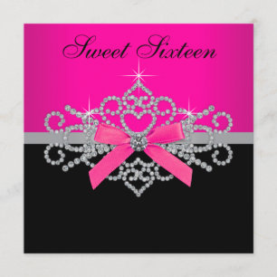 Invitation Fête d'anniversaire Sweet 16 Diamants Rose Chaud N