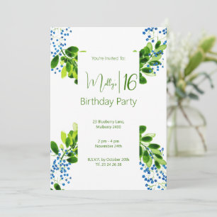 Invitation Fête d'anniversaire Sweet 16 Forget-Me-Not