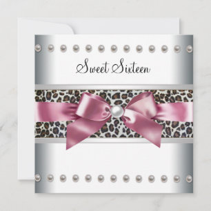 Invitation Fête d'anniversaire Sweet 16 Léopard Rose