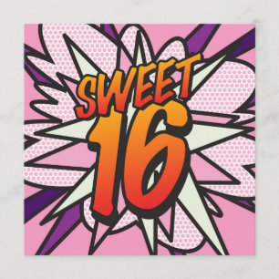 Invitation Fête d'anniversaire SWEET 16 Livre de Bande Dessin