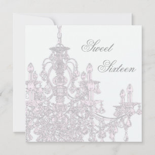 Invitation Fête d'anniversaire Sweet 16 lustre rose