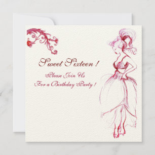 Invitation FÊTE D'ANNIVERSAIRE SWEET 16 MONOGRAMME Tourbillon