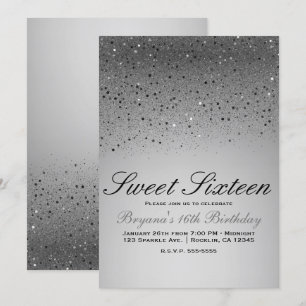 Invitation Fête d'anniversaire Sweet 16 Paillettes Étincelant
