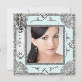 Invitation Fête d'anniversaire Sweet 16 Photo Bleu Turquoise