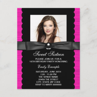 Invitation Fête d'anniversaire Sweet 16 Rose Chaude Photo