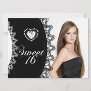 Invitation Fête d'anniversaire Sweet 16 Seize ans Dentelle No