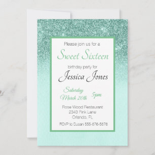 Invitation Fête d'anniversaire Sweet 16 Seize ans Paillettes 