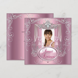 Invitation Fête d'anniversaire Sweet 16 seize ans rose étoile