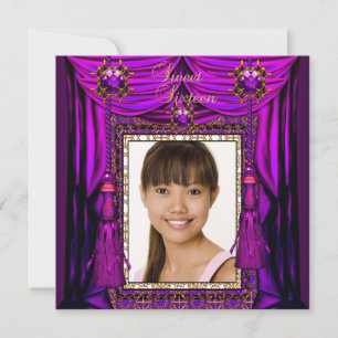 Invitation Fête d'anniversaire Sweet 16 seize ans Violet Rose