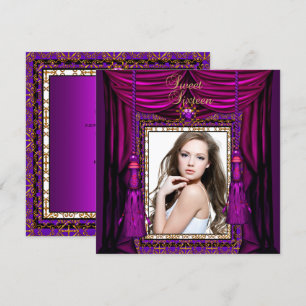 Invitation Fête d'anniversaire Sweet 16 seize ans Violet Rose