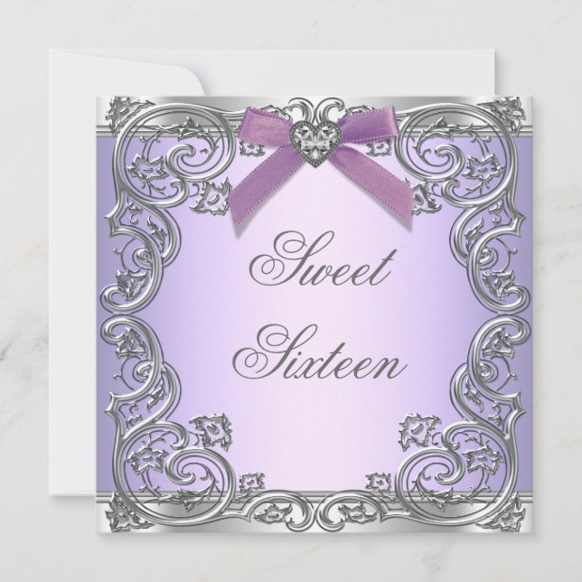 Invitation Fête d'anniversaire Sweet 16 Violet (Devant)