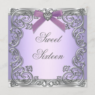 Invitation Fête d'anniversaire Sweet 16 Violet