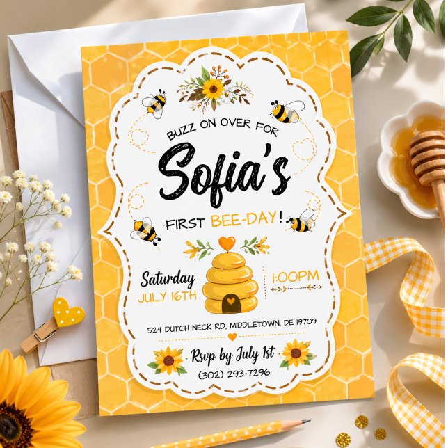 Invitation Fête d'anniversaire Sweet as Can Bee (Créateur téléchargé)