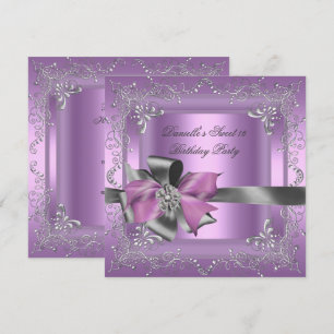 Invitation Fête d'anniversaire Sweet Sixteen 16 ans lilas ros