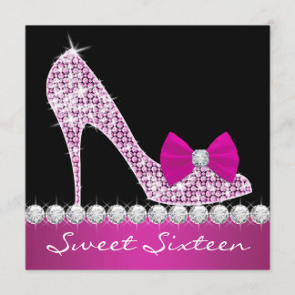 Invitation Fête d'anniversaire Sweet Sixteen avec des talons 