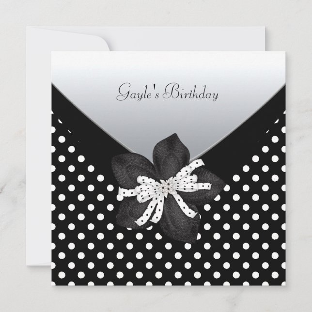 Invitation Fête d'anniversaire Tache noire et blanche (Devant)