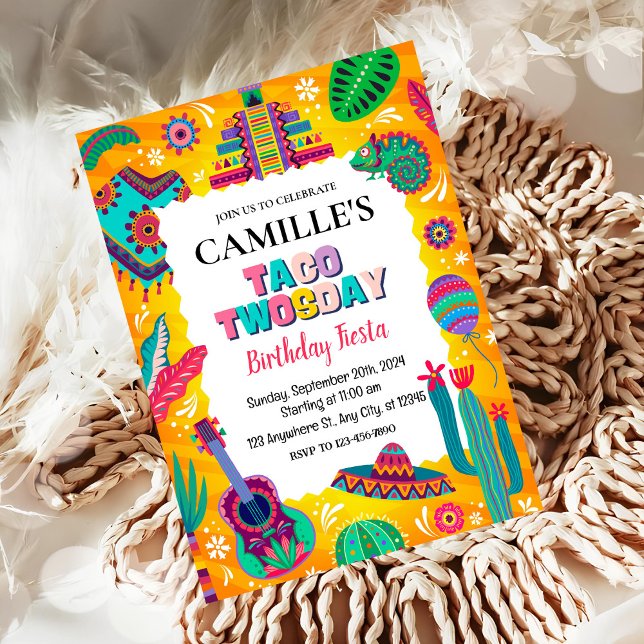 Invitation Fête d'anniversaire Taco Mardi deux pour tous (Créateur téléchargé)