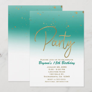 Invitation Fête d'anniversaire teintée de glamour moderne sar