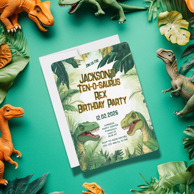 Invitation Fête d'anniversaire Ten-o-saurus Rex Boy Dino (Créateur téléchargé)