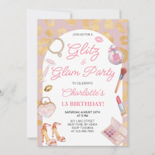 Invitation Fête d'anniversaire Thème Paillettes et Glamour