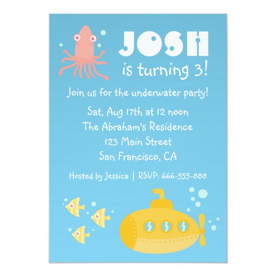 Invitation Fete D Anniversaire Theme Sous Marin Avec Le Zazzle Fr