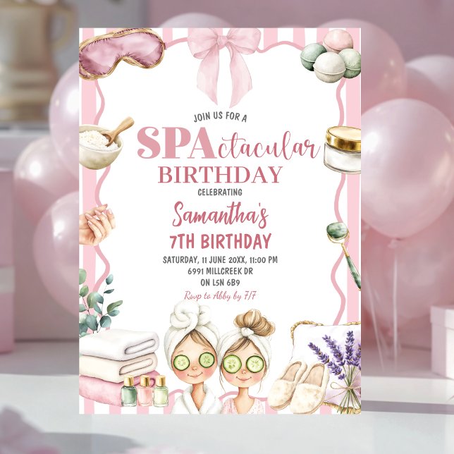 Invitation Fête d'anniversaire thème Spa SPActaculaire (Créateur téléchargé)