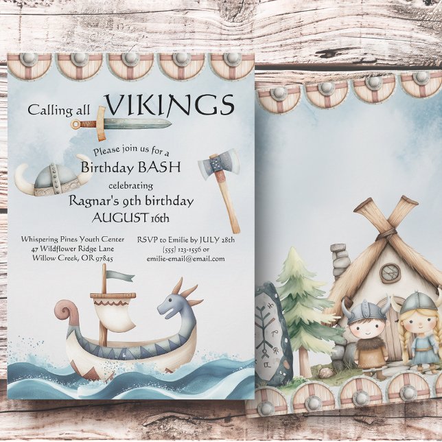 Invitation Fête d'anniversaire thème Viking pour enfants (Créateur téléchargé)