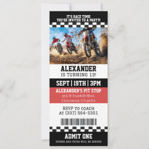 Invitation Fête d'anniversaire Ticket de moto cross