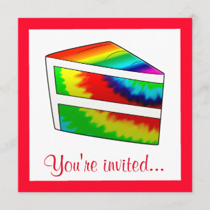Invitation Fête d'anniversaire Tie Dye Cake