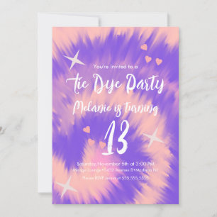 Invitation Fête d'anniversaire Tie Dye Rétro Groovy