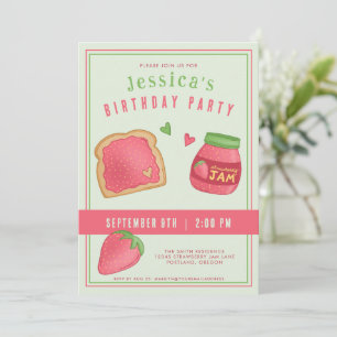 Invitation Fête d'anniversaire Toast et Confiture de Fraise S