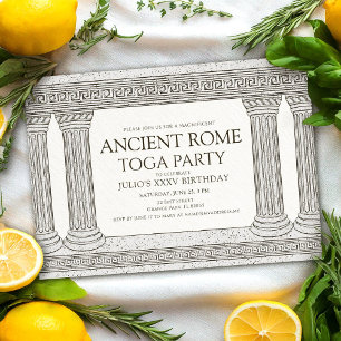 Invitation Fête d'anniversaire Toge de la Rome antique avec c