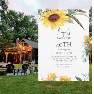 Invitation Fête d'anniversaire Tournesol dans le jardin