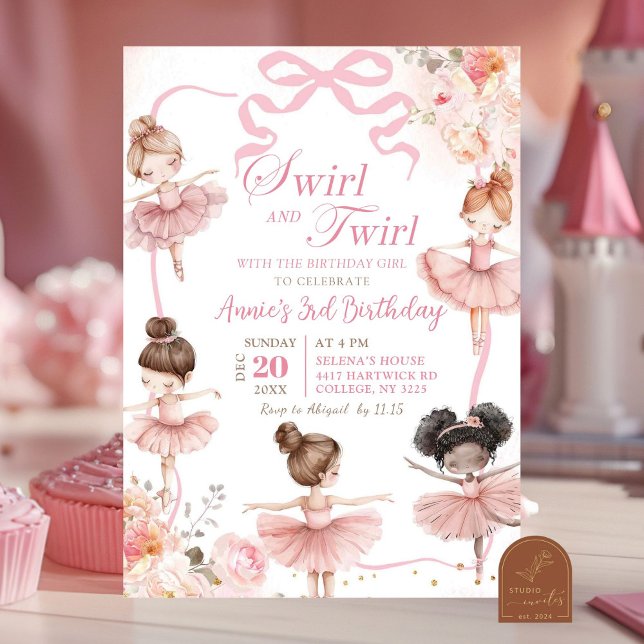 Invitation Fête d'anniversaire Tournoiement et Twist de Balle (Créateur téléchargé)