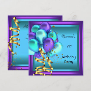Invitation Fête d'anniversaire tout âge Ballons violet sarcel