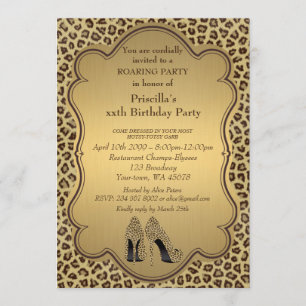 Invitation Fête d'anniversaire, tout âge, Chaussures Cheetah