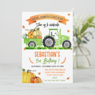 Invitation Fête d'anniversaire tracteur de camions citrouille