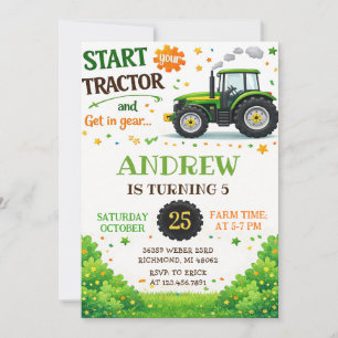 Invitation Fête d'anniversaire Tracteur Personnel