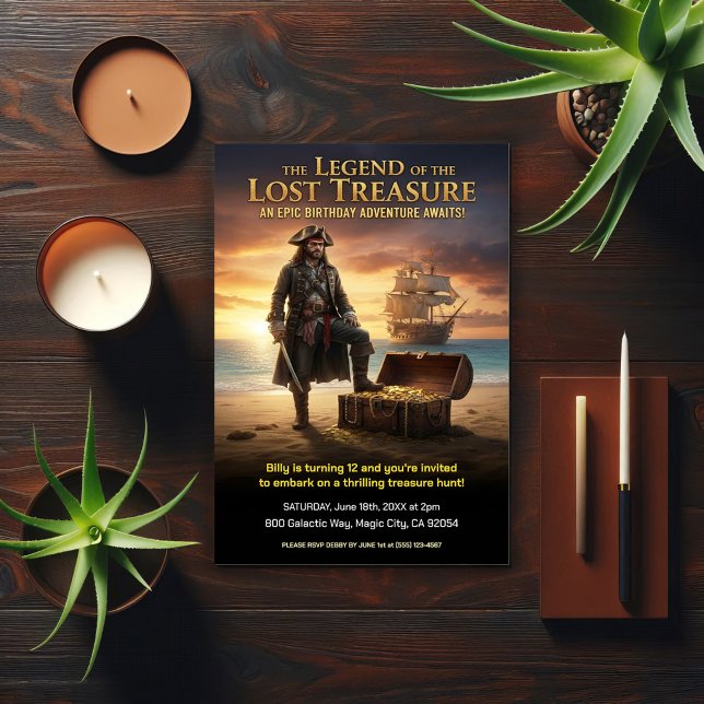 Invitation Fête d'anniversaire Trésor de pirate perdu (Créateur téléchargé)