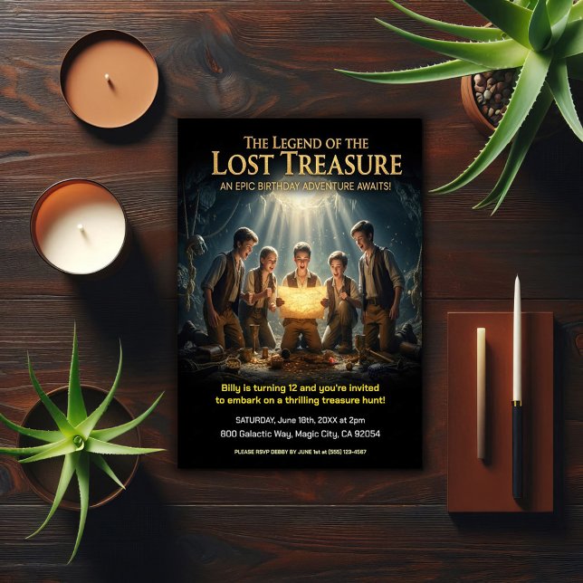 Invitation Fête d'anniversaire Trésor de pirate perdu (Créateur téléchargé)