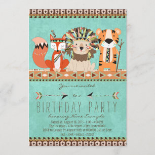 Invitation Fête d'anniversaire tribale pour enfants