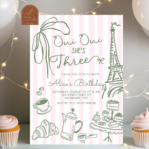 Invitation Fête d'anniversaire trois ans Oui Oui Café Paris r