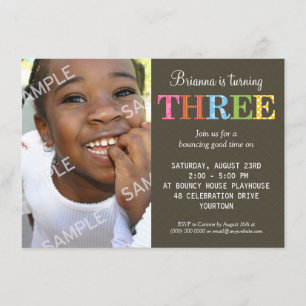 Invitation Fête d'anniversaire trois modelée