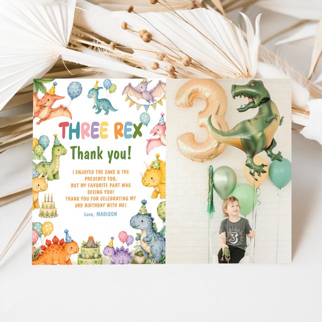 Invitation Fête d'anniversaire Trois Rex Dinosaure 3 ans  (Créateur téléchargé)