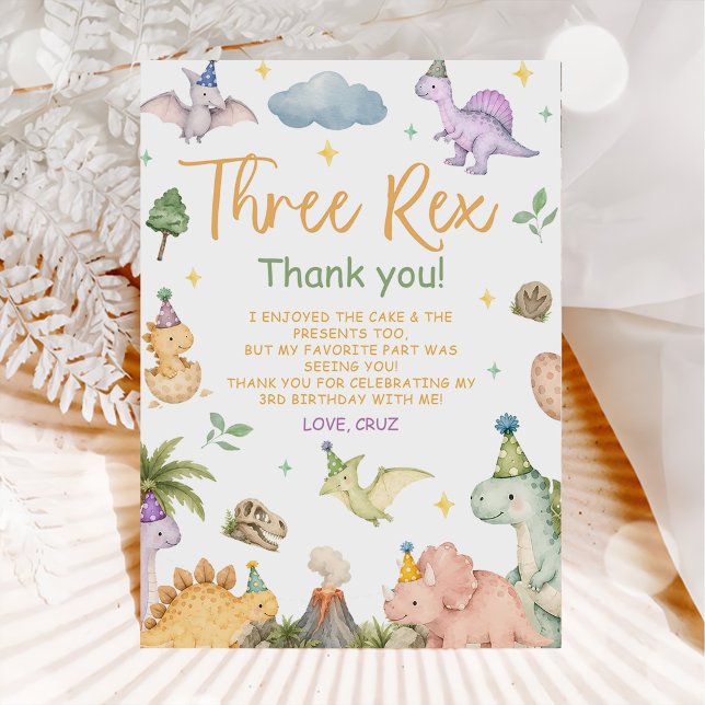 Invitation Fête d'anniversaire Troisième Dinosaure Rex 3 ans (Créateur téléchargé)