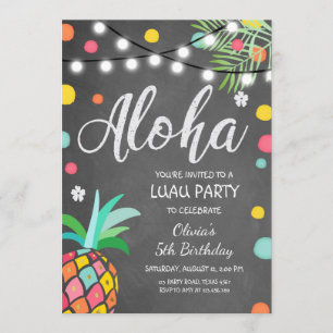 Invitation Fête d'anniversaire Tropical d'Aloha Hawaii Luau i